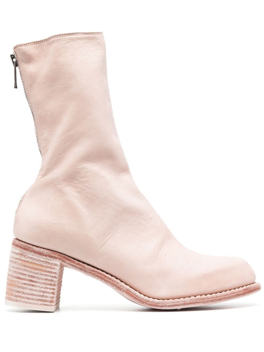stack-heel leather ankle boots - 1
