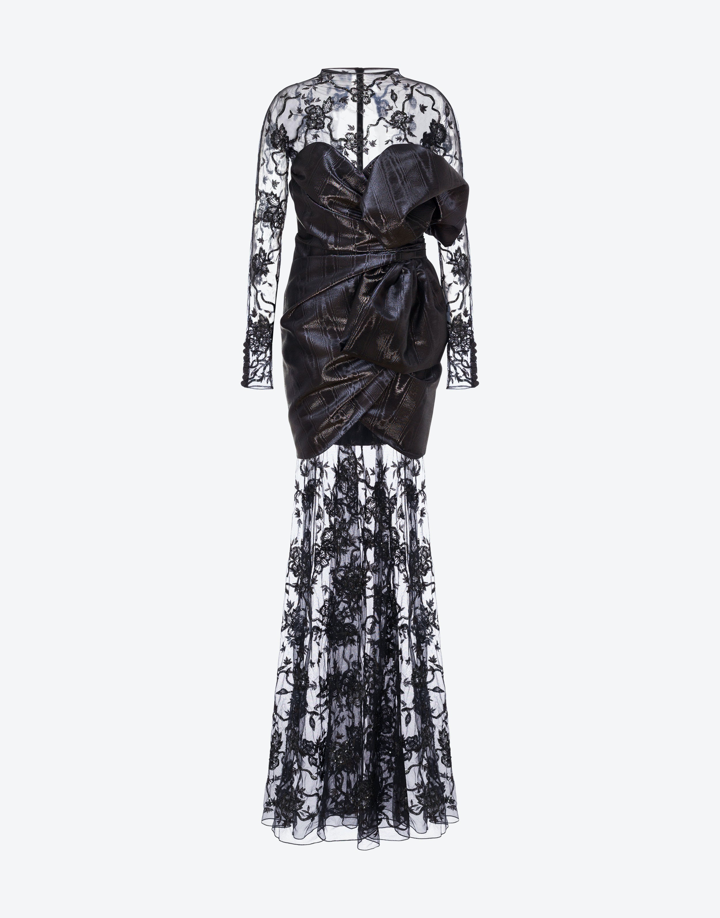LUREX MOIRÉ AND EMBROIDERED TULLE DRESS - 1