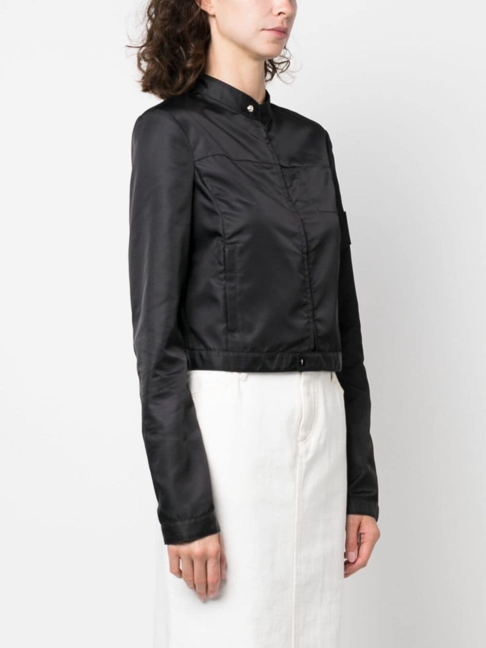 logo-patch cropped jacket - 3