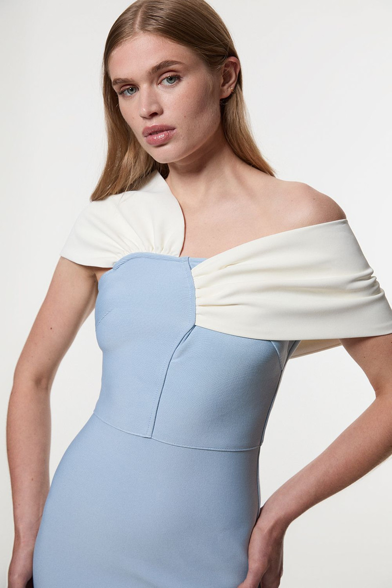 KAREN MILLEN Figure Form Bandage Asymmetric Strap Knit Midi Dress outlook