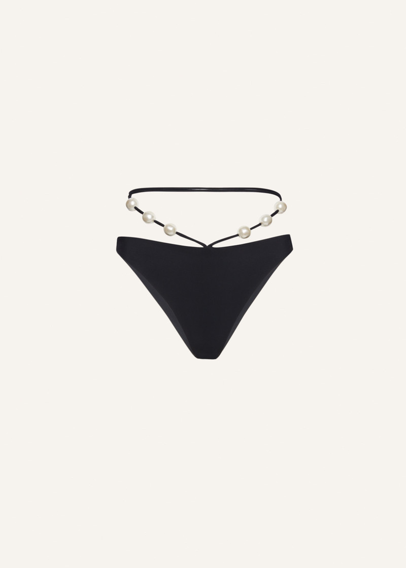 High waist pearl swim bottom in black 1
