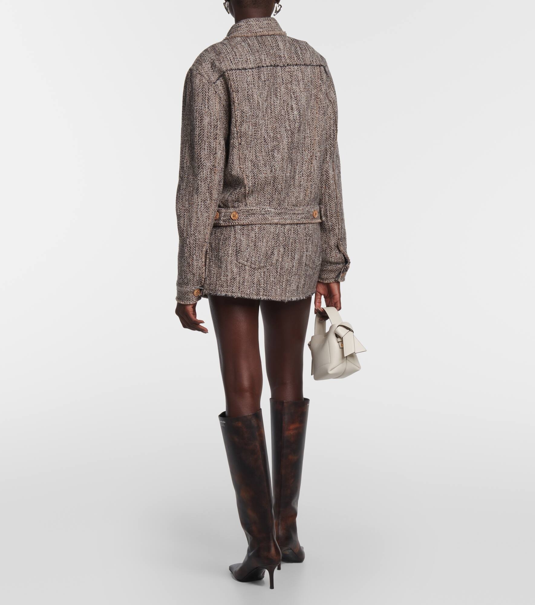 Oiasa herringbone wool-blend jacket - 3