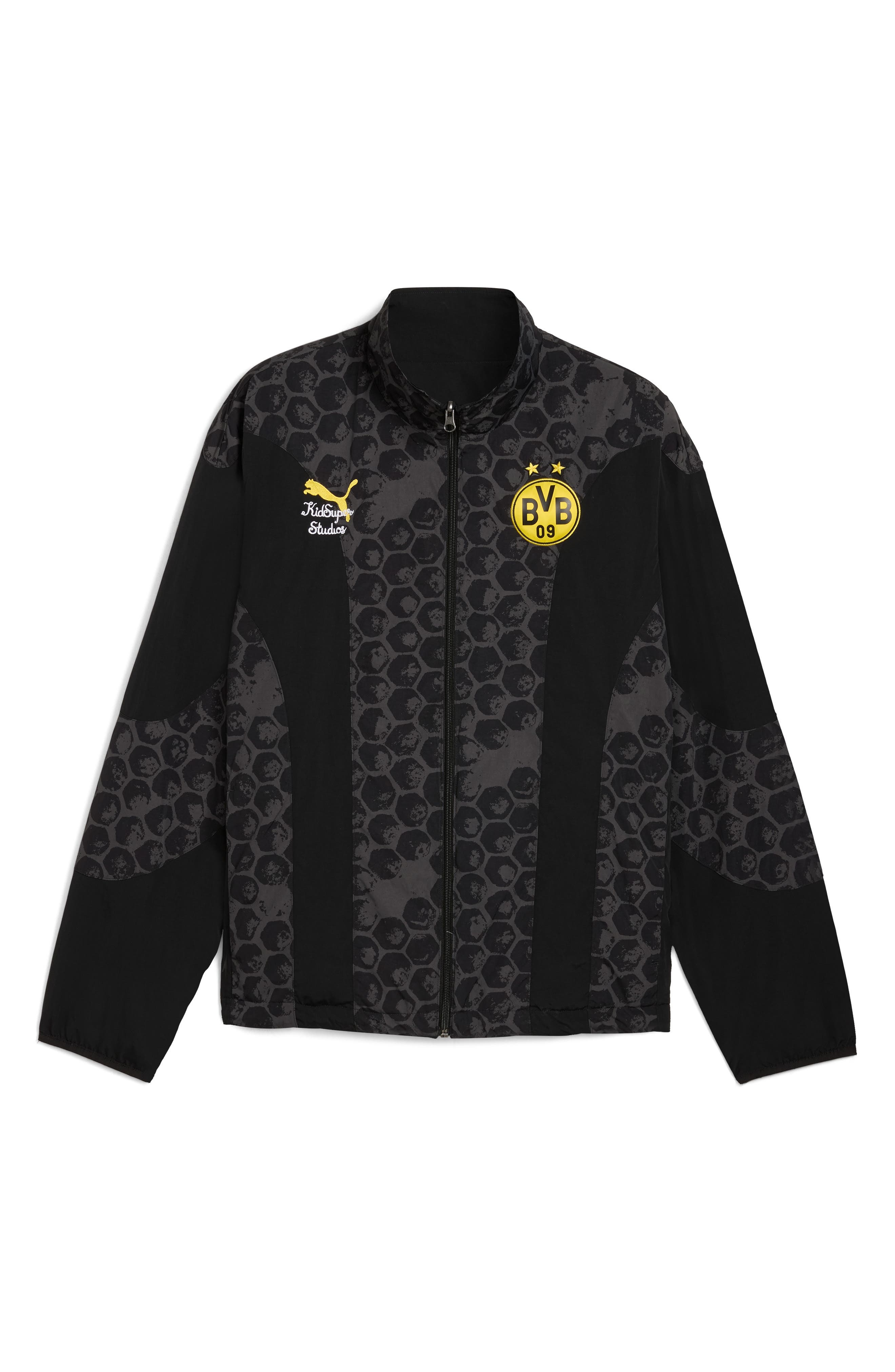 PUMA x KidSuper BVB Reversible Nylon Jacket in Puma Black-Faster Yellow at Nordstrom - 4