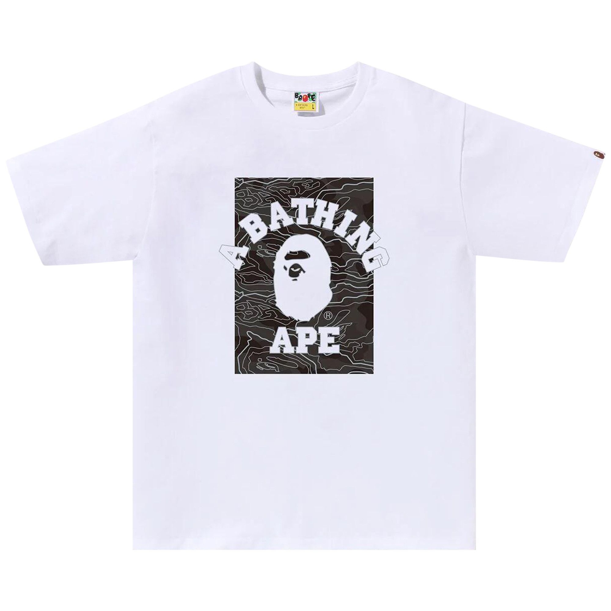 BAPE Layered Line Camo On College Tee 'White/Black' - 1