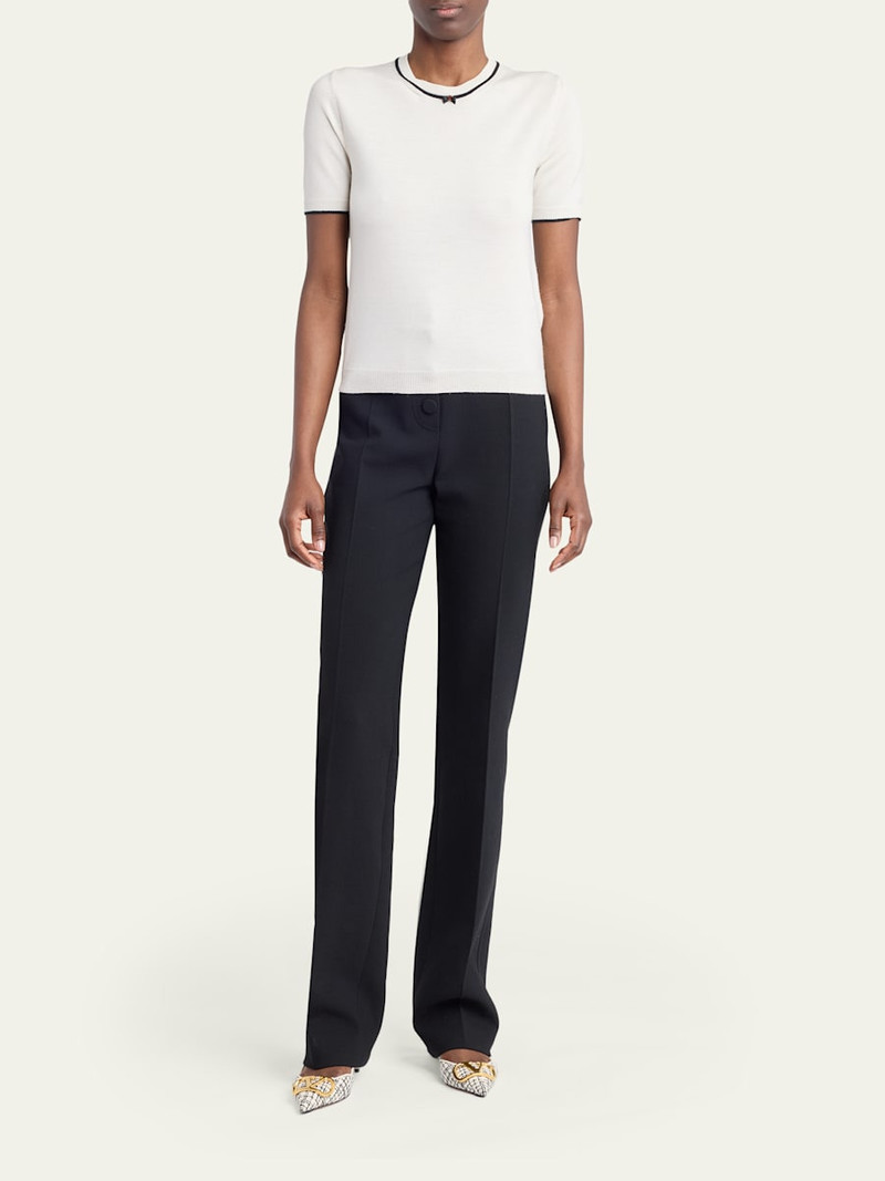 Valentino V-Logo Bow Short-Sleeve Wool Sweater outlook