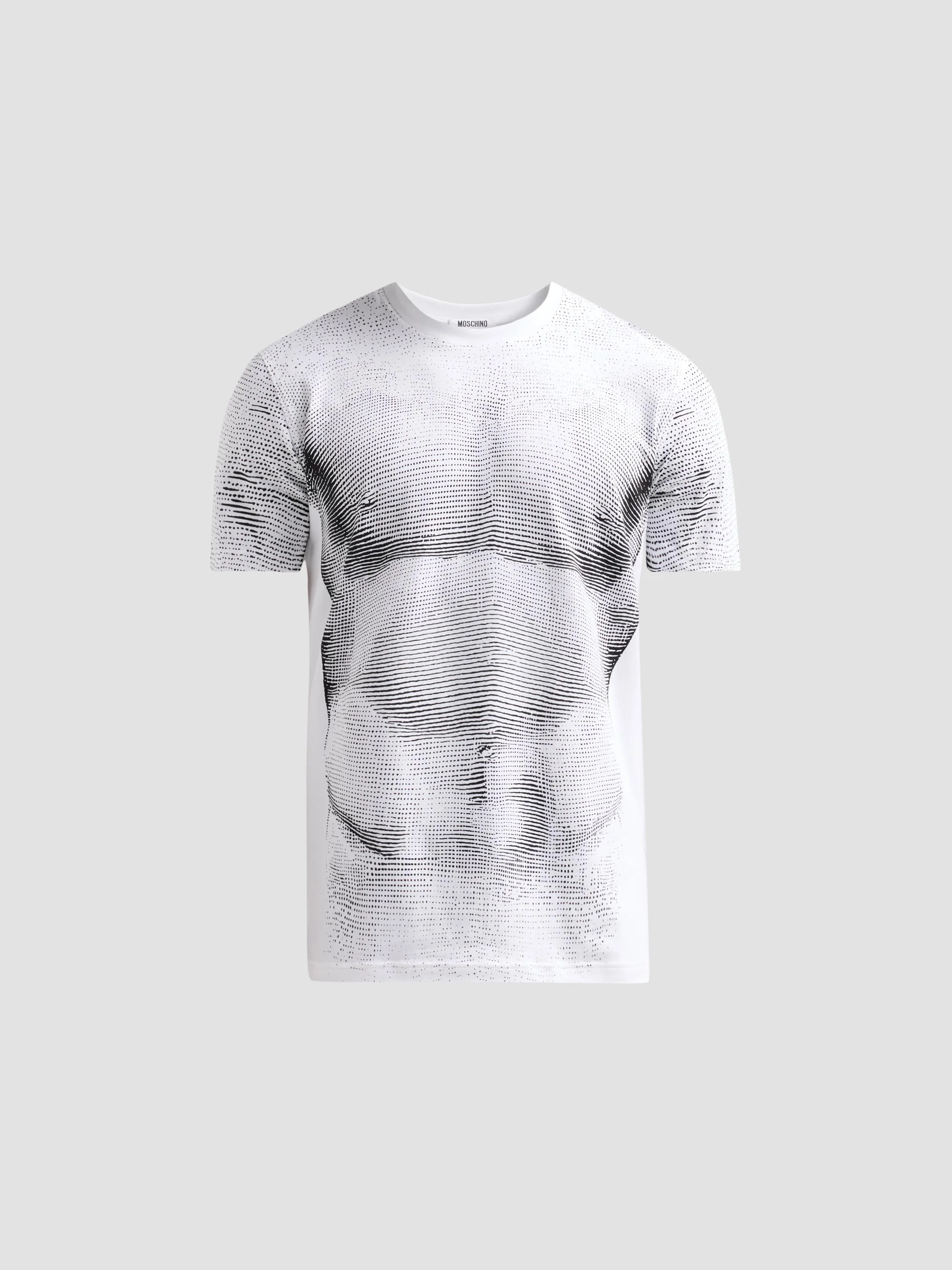 Men's Abstract Print Cotton T-Shirt - White - 1