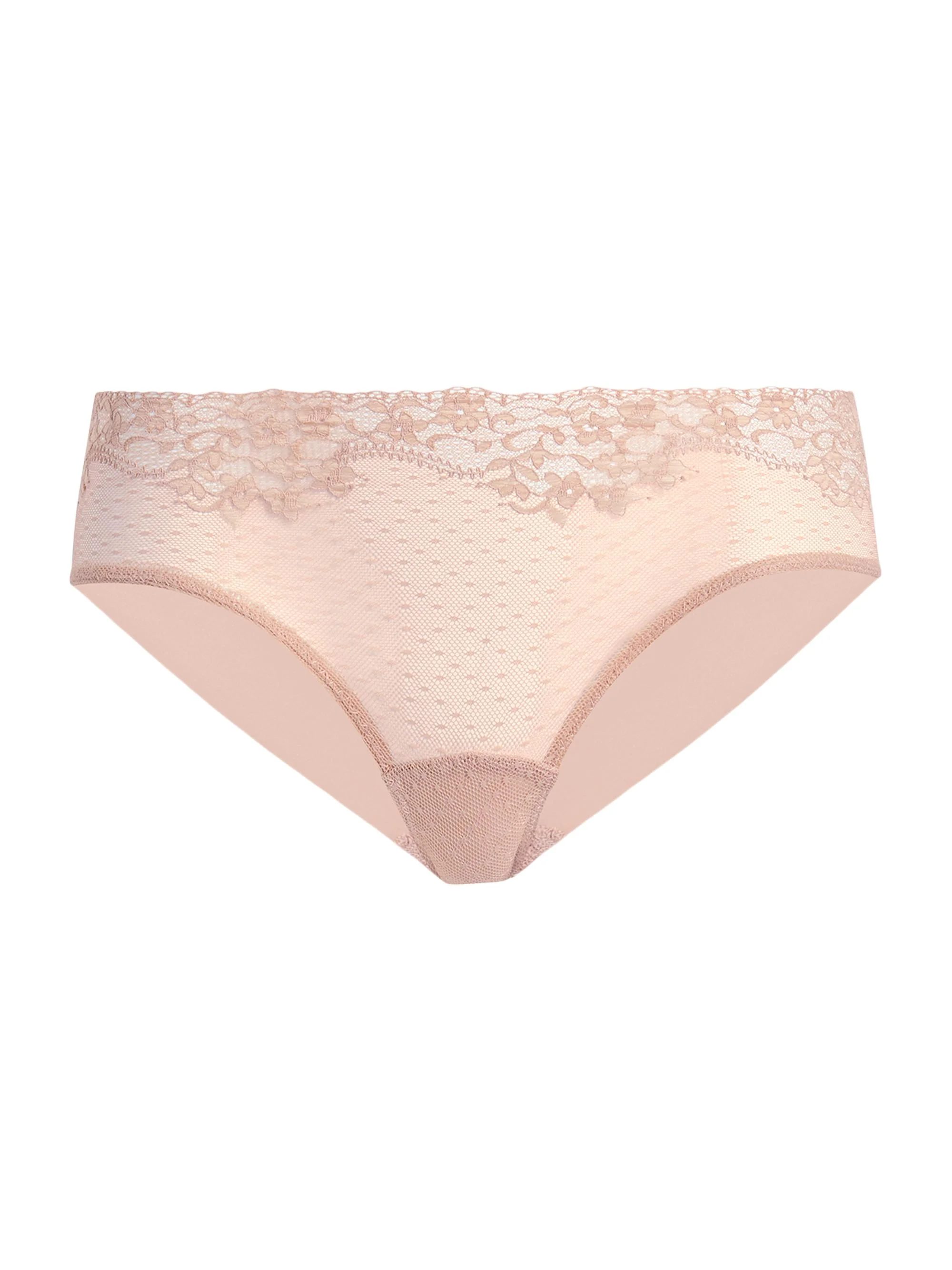 Women's Double Take Lace Bikini Panty - Beige - 1