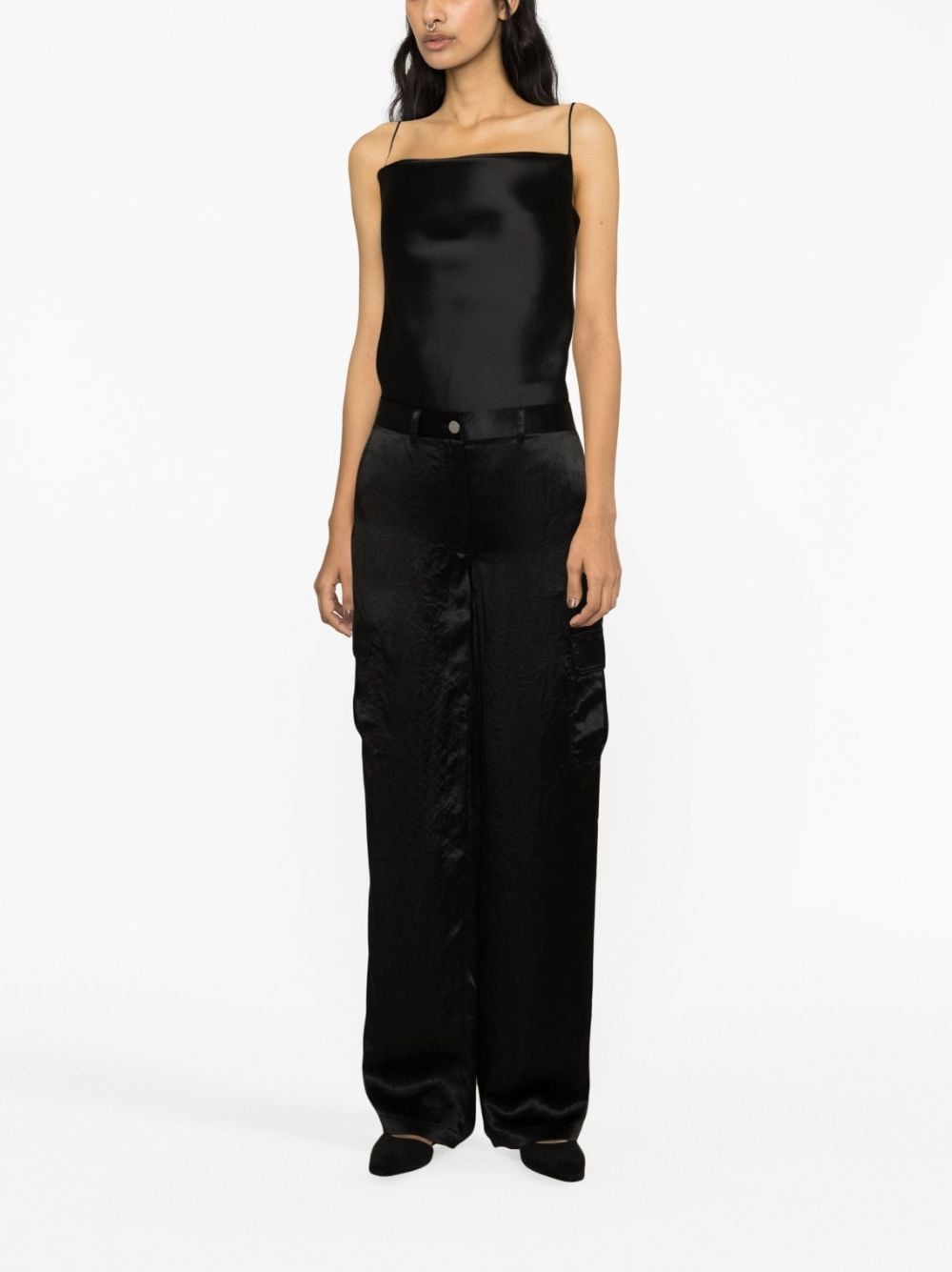 satin-finish wide-leg trousers - 2