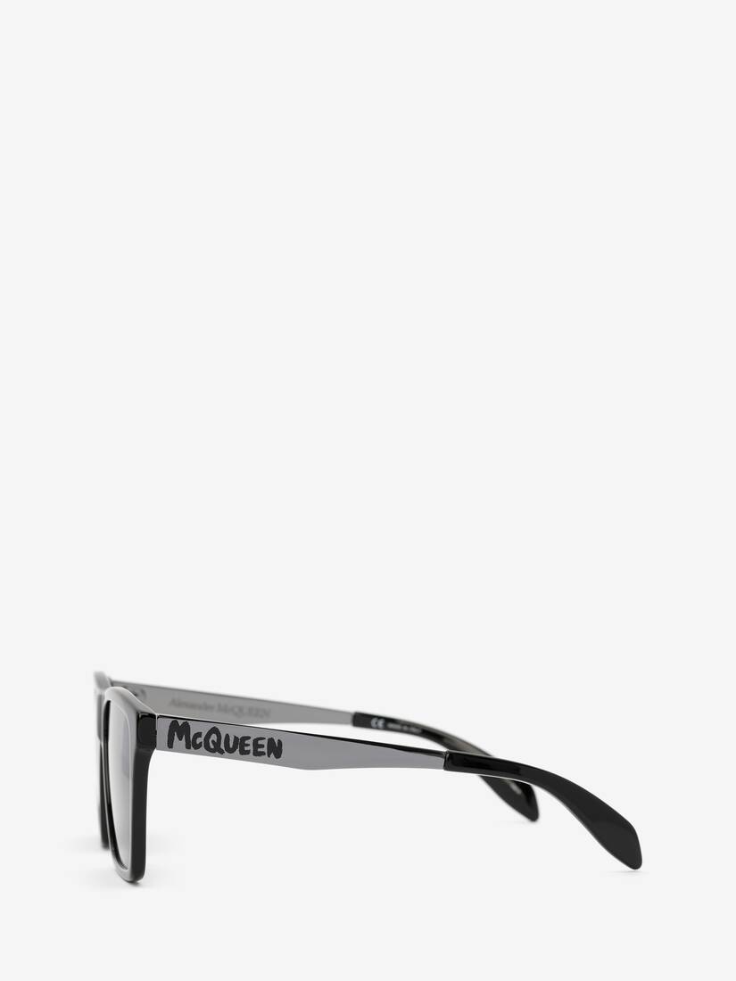 Mcqueen Graffiti Flat Top Sunglasses in Black/grey - 2