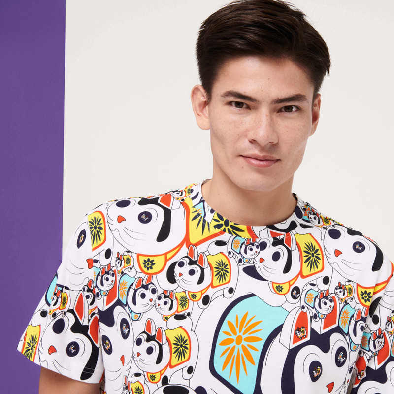 Men Cotton T-Shirt Maneki-neko 6