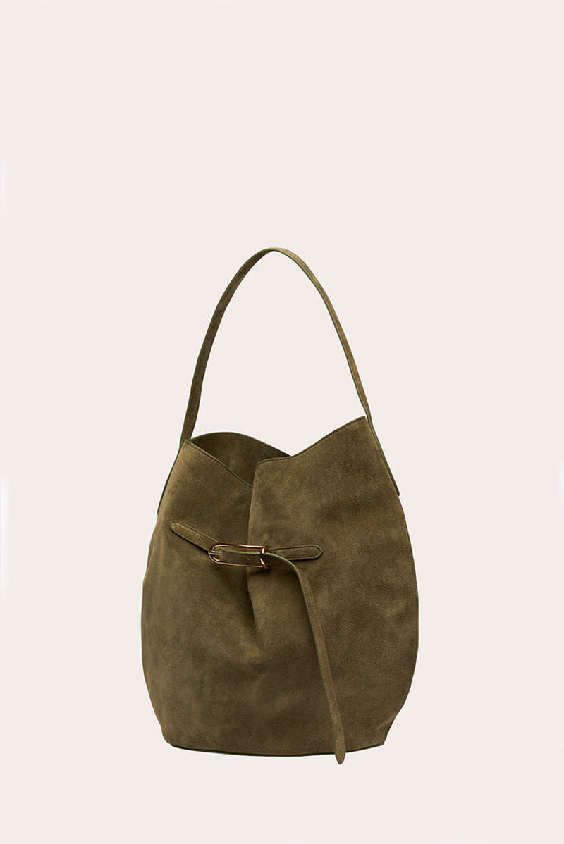 Liffner BELTED BUCKET BAG LARGE SAGE SUEDE outlook