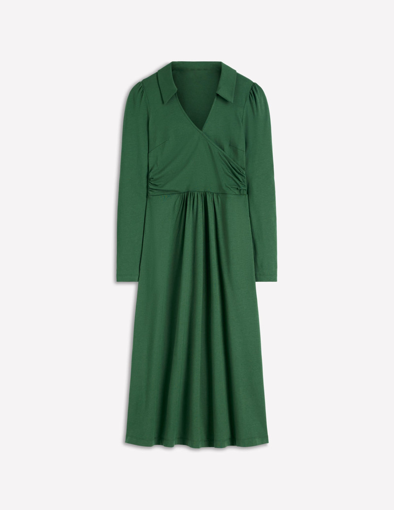 Carla Jersey Wrap Dress-Hunter Green 1