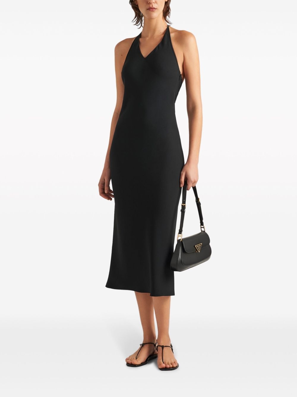 halterneck sablÃ© midi dress - 2