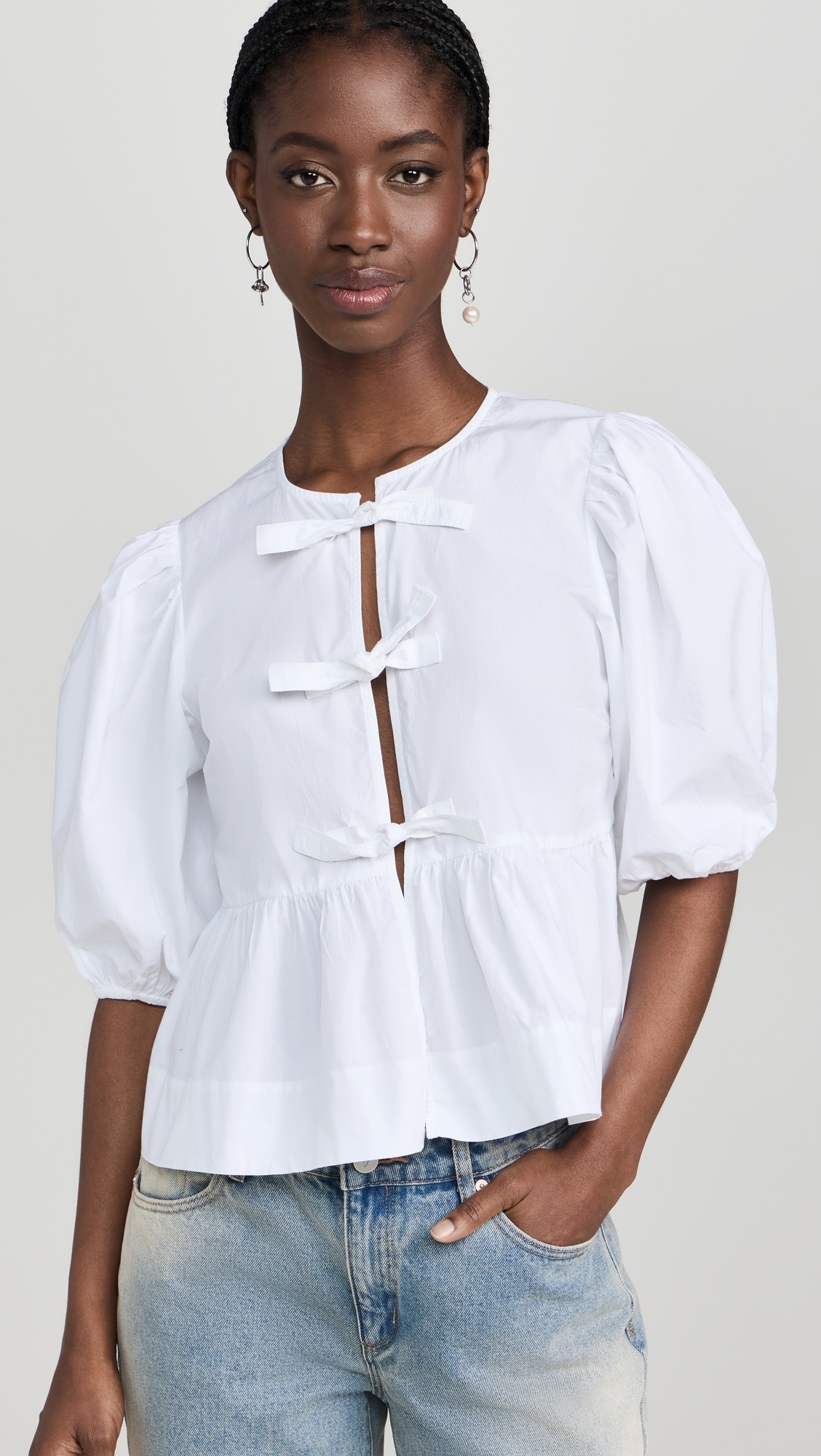 Cotton Poplin Peplum Blouse - 6