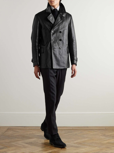 TOM FORD Slim-Fit Leather Peacoat outlook
