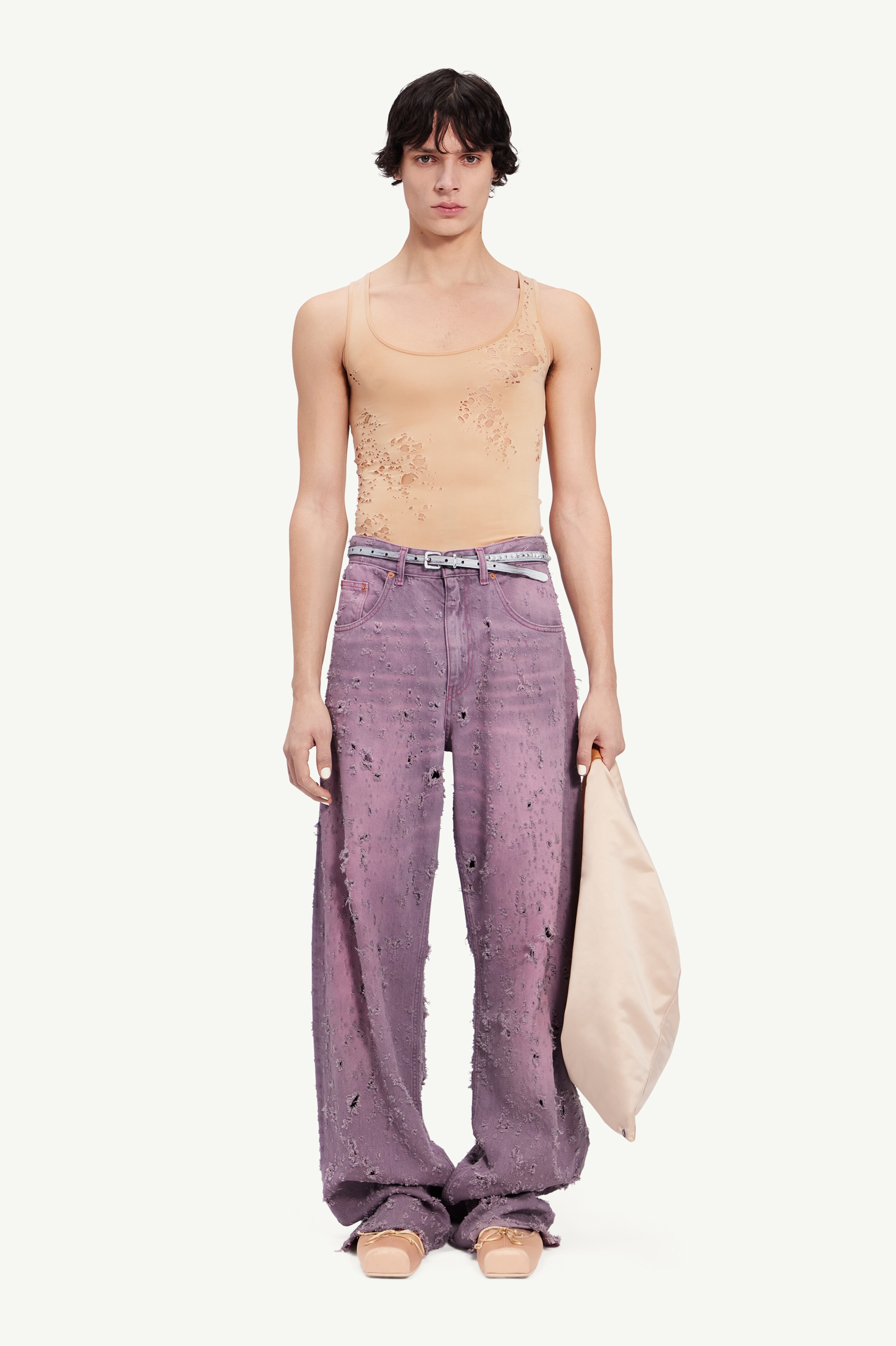 RELAXED WORN-OUT DENIM TROUSERS - 2