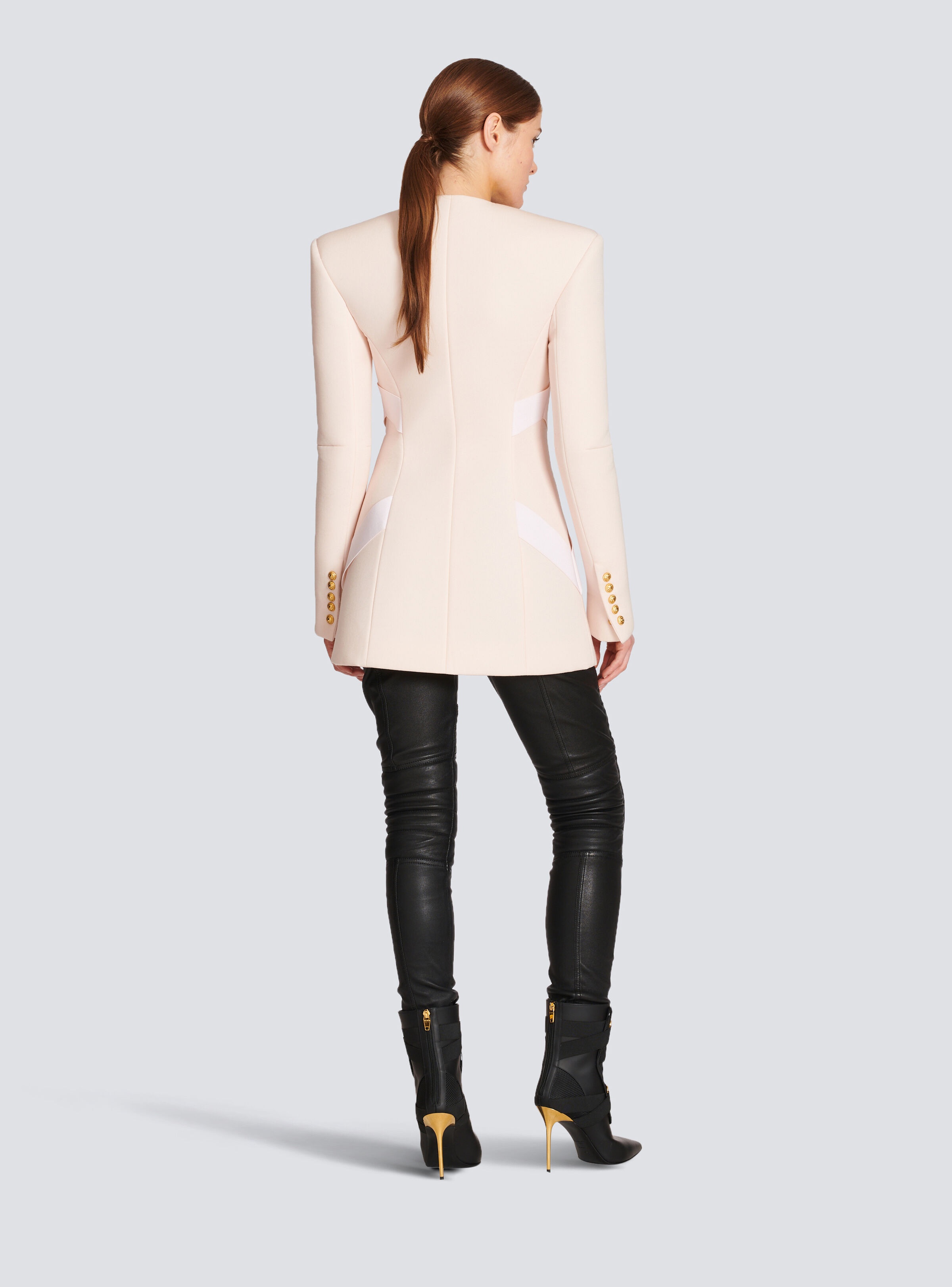 Wool blazer with straps - 4