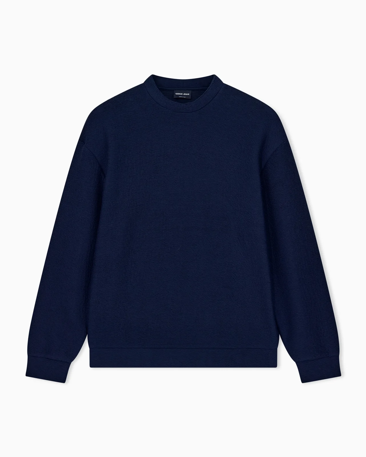 SWEATSHIRT IN TEXTURED COTTON JERSEY WITH TUBULAR FLOUNCES - 1