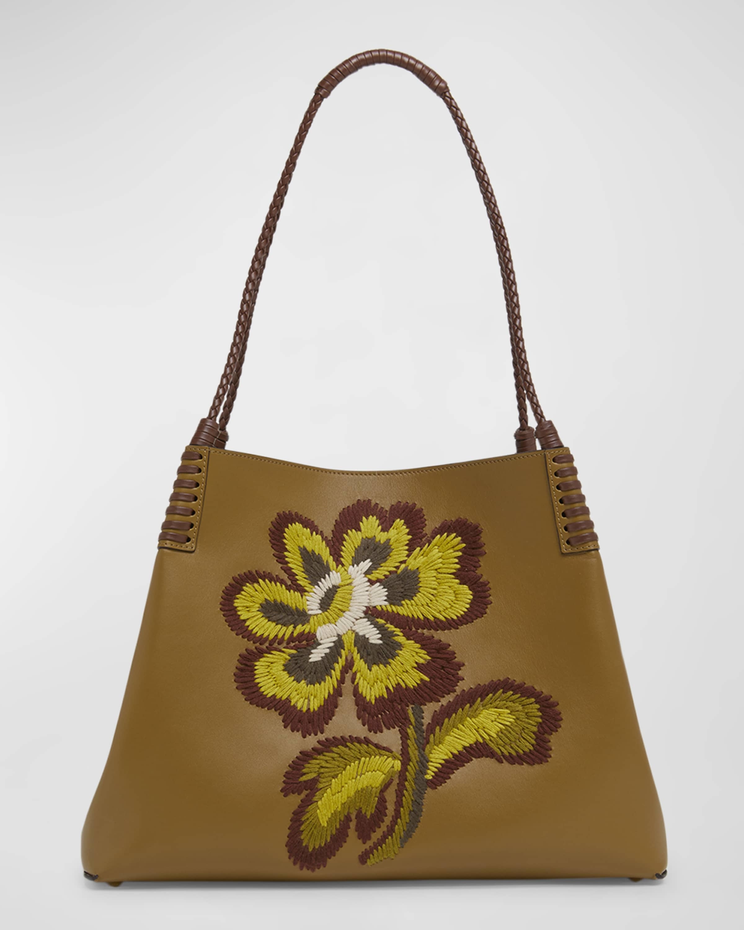 Libra Embroidered Leather Shoulder Bag - 1