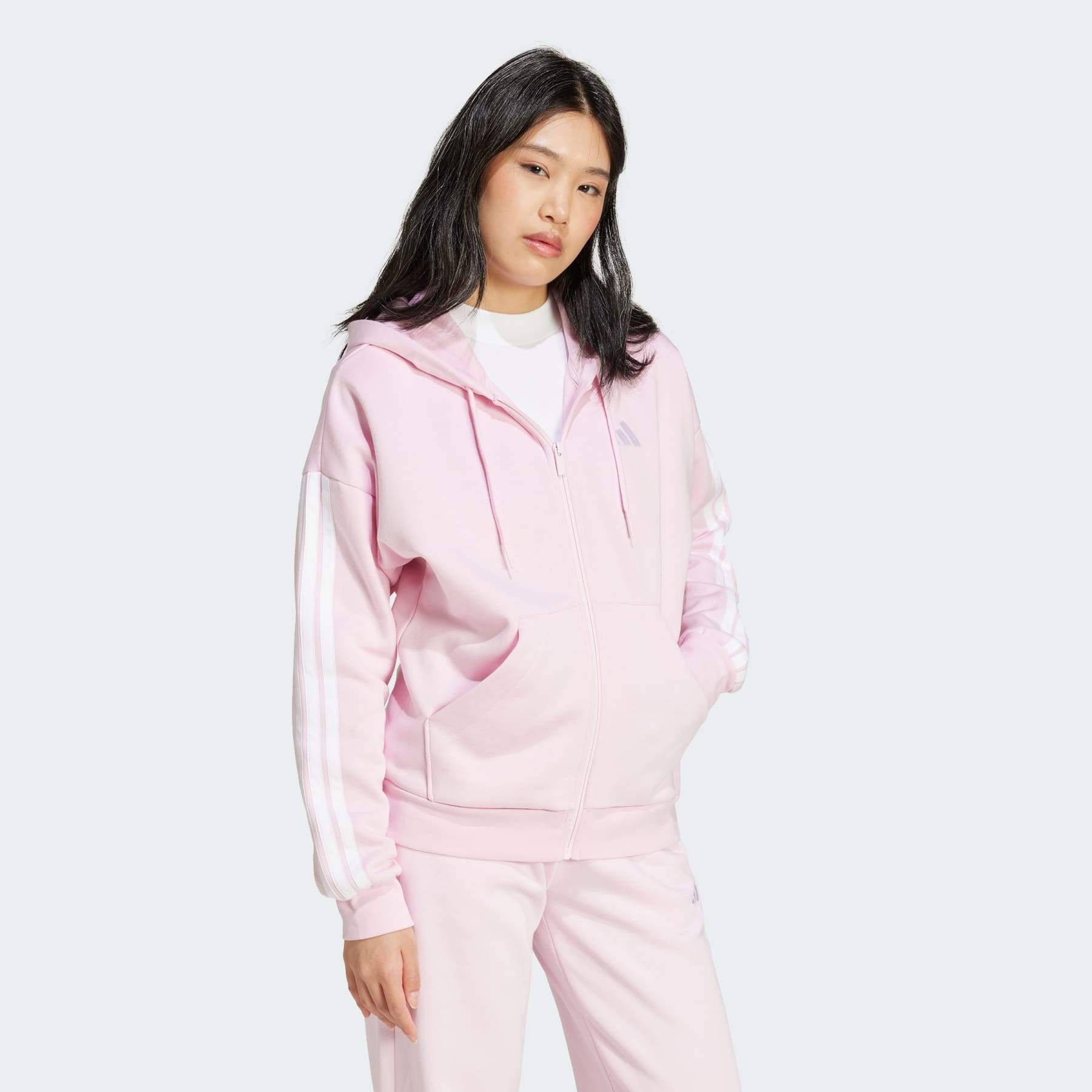 Essentials 3-Stripes Full-Zip Fleece Hoodie - 4