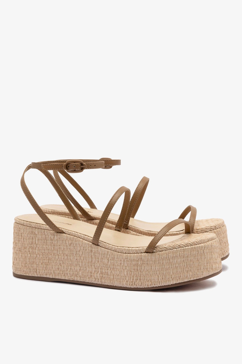 Gio Flatform Sandal In Natural Raffia and Hazelnut Trimming 3