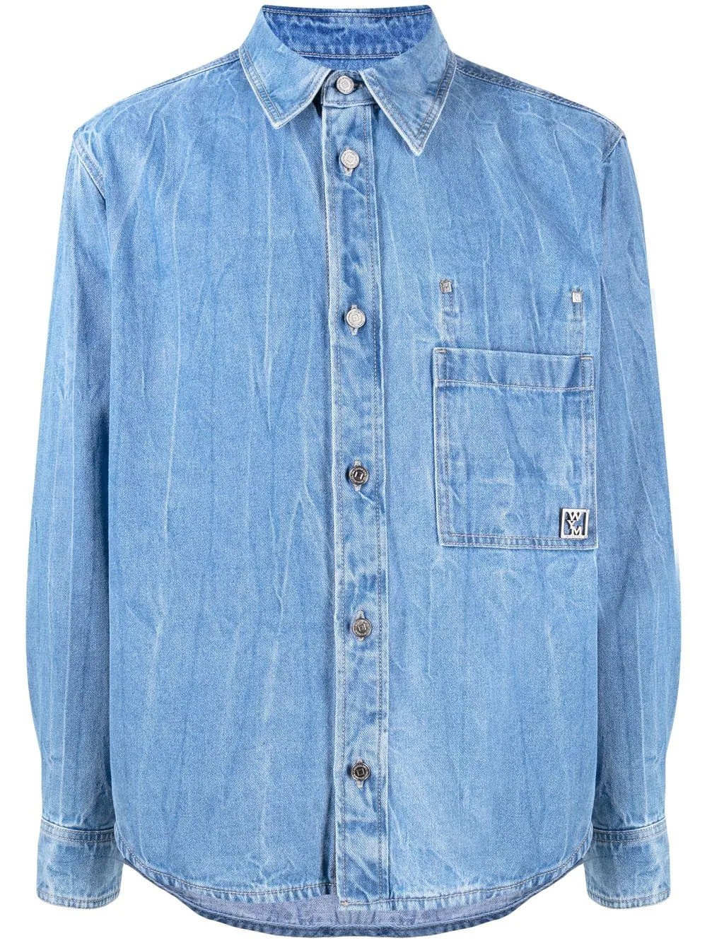 logo-plaque denim overshirt - 1