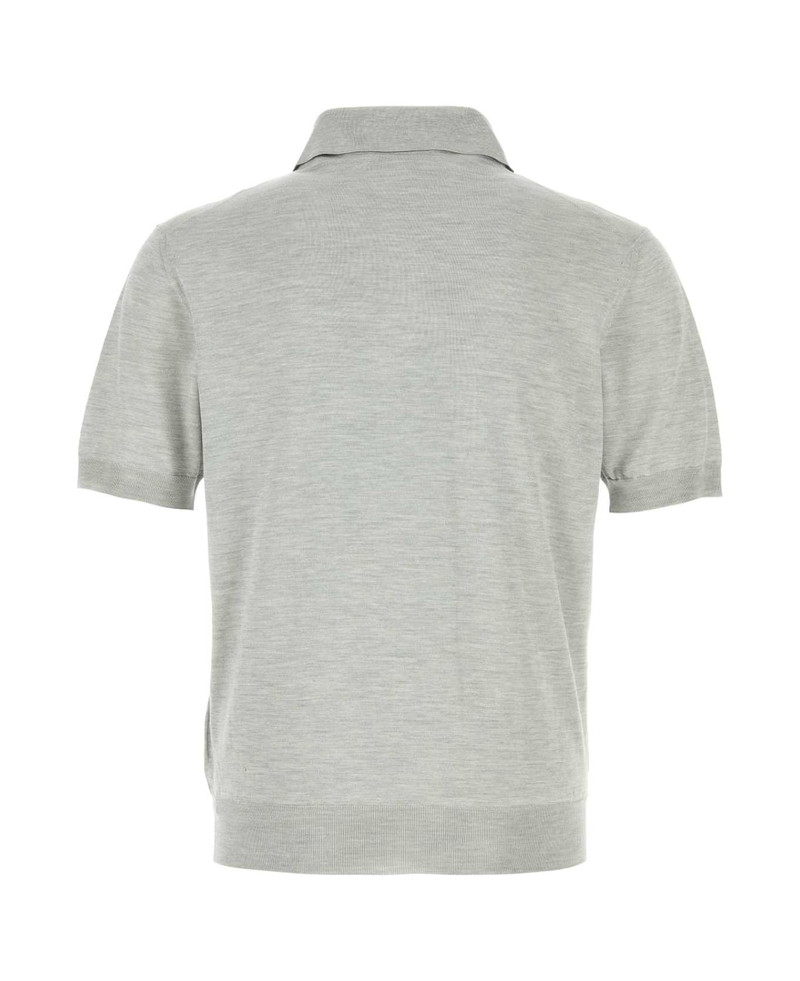Prada Grey Silk Polo Shirt outlook