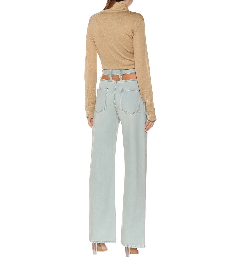 Cutout high-rise wide-leg jeans - 3