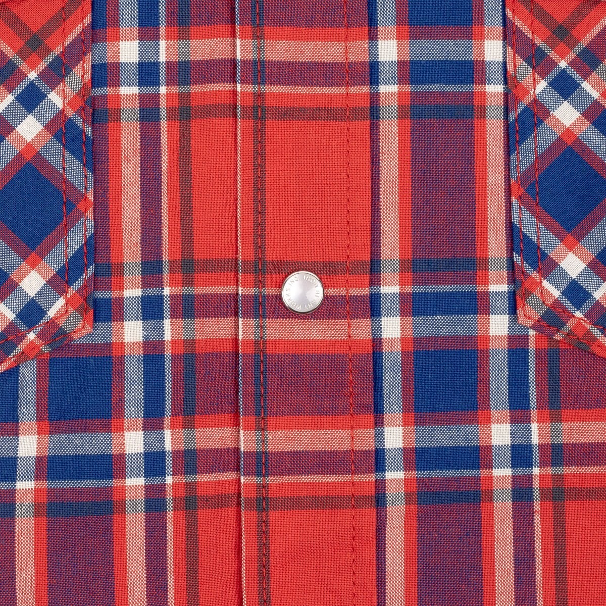 IHSH-355-RED 5oz Selvedge Madras Check Western Shirt - Red - 11