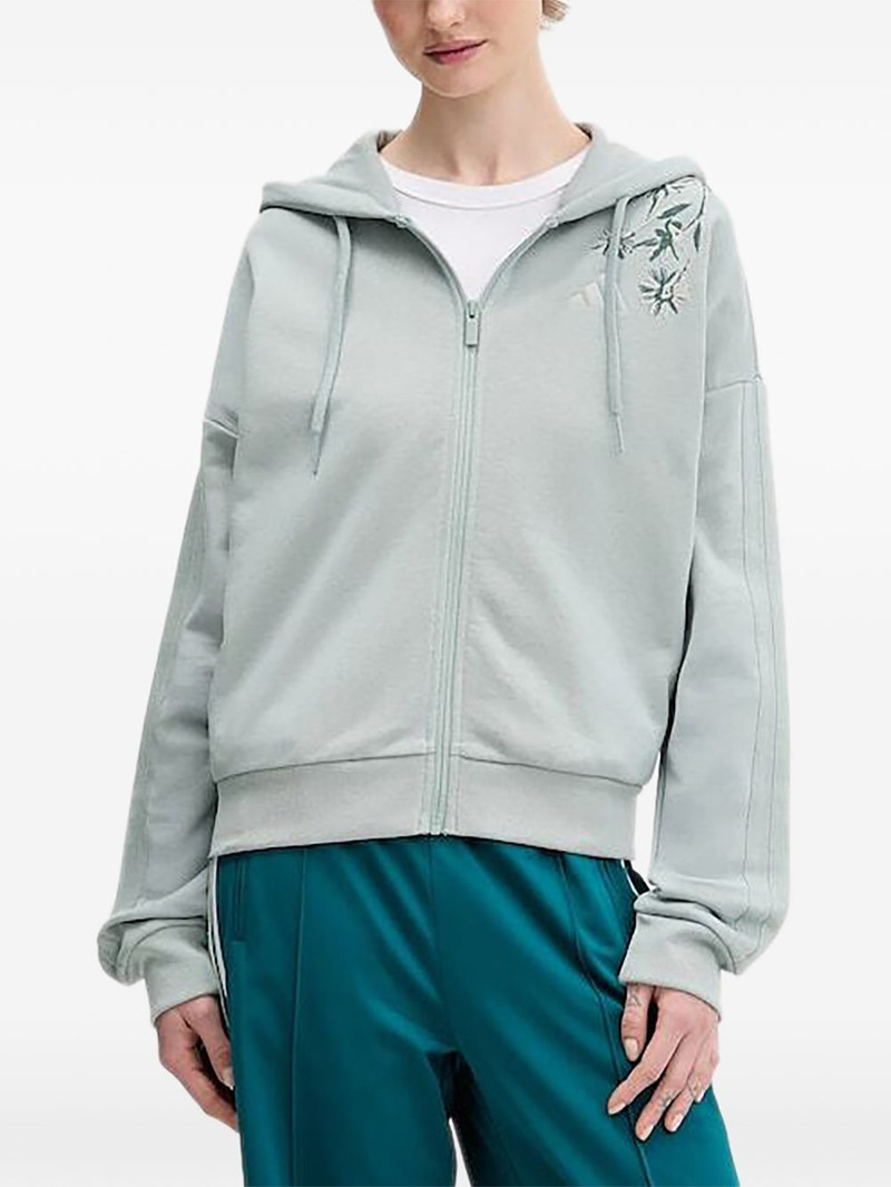 floral-embroidered zip-up hoodie 1