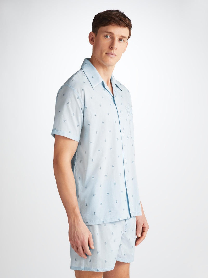Derek Rose Men's Short Pyjamas Nelson 100 Cotton Batiste Blue outlook