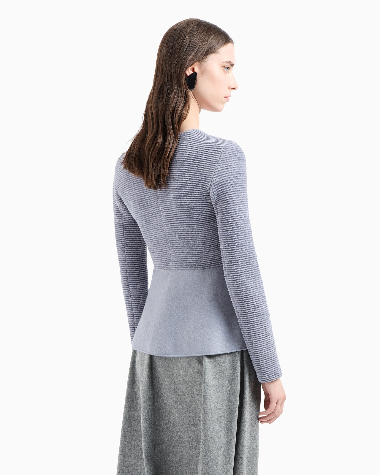 Ottoman-fabric cardigan jacket with peplum - 3