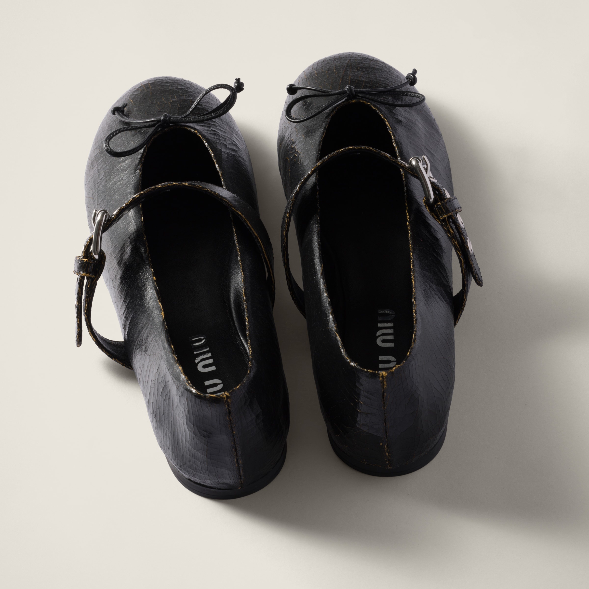 Crackle leather ballerinas - 3