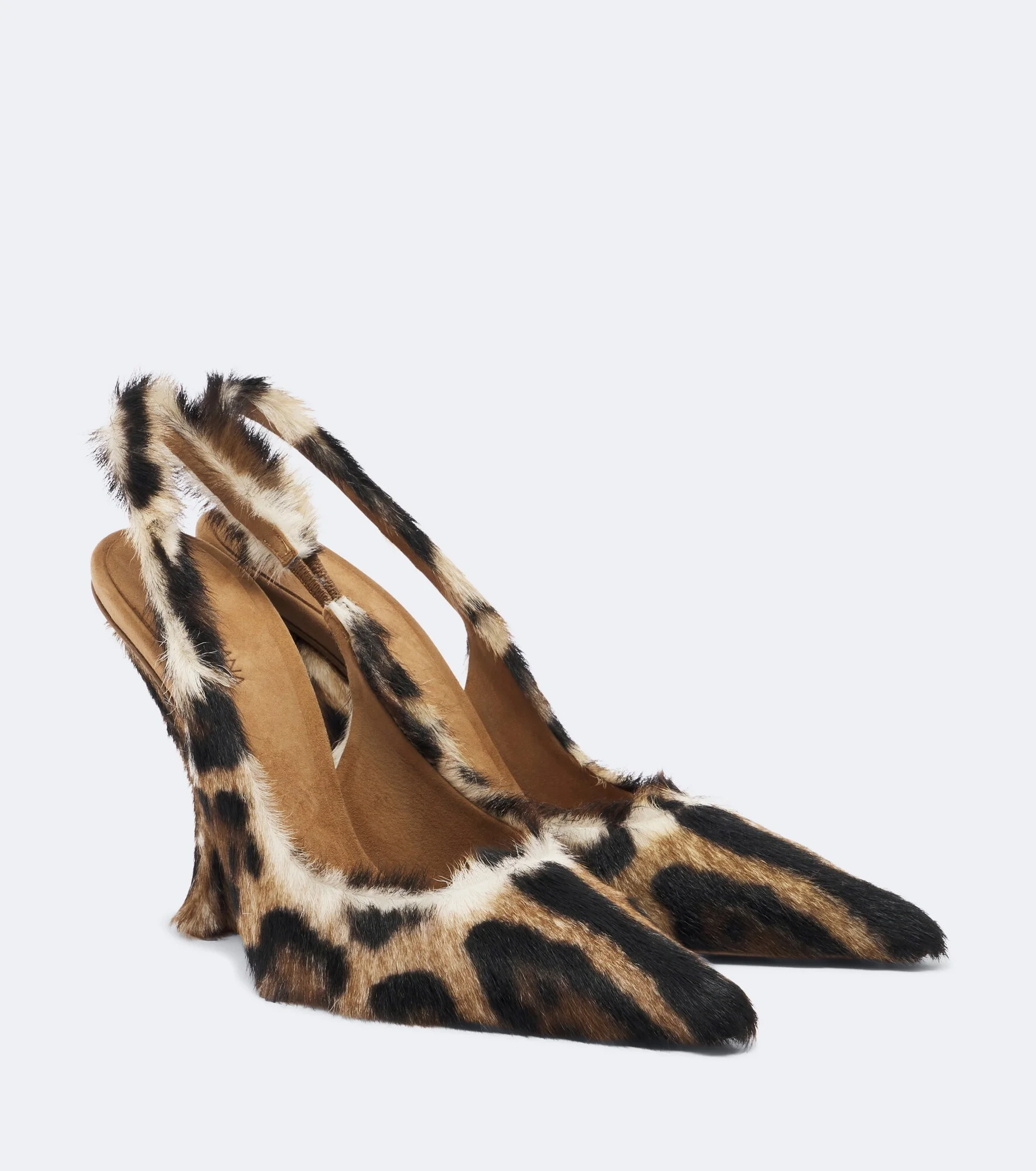 Leopard-print calf hair slingback pumps - 1