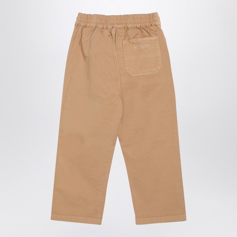 BEIGE COTTON DRAWSTRING TROUSERS - 2