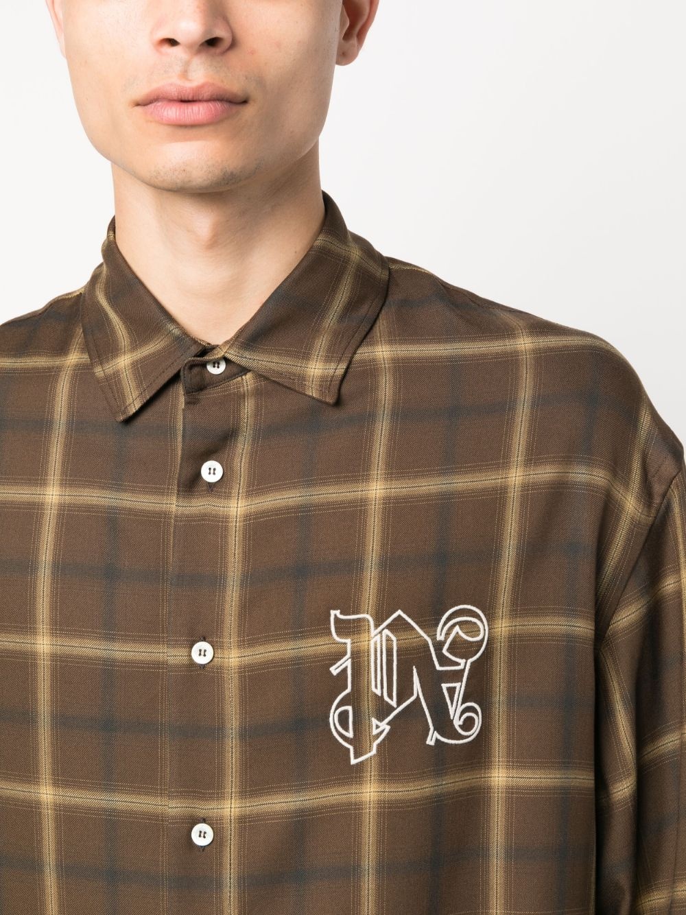 PA monogram-print checked shirt - 5