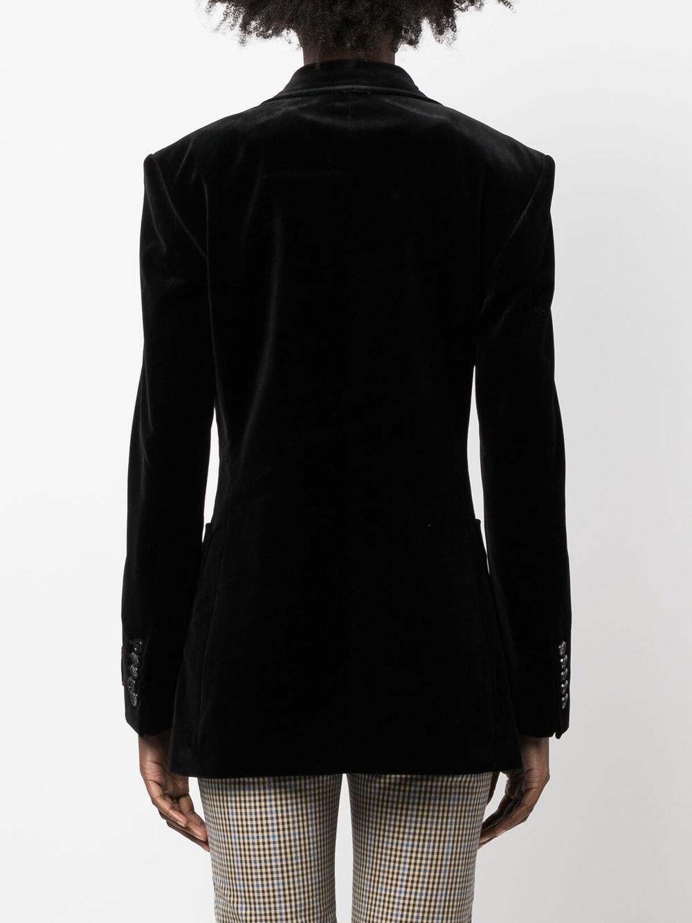 single-breasted velvet blazer - 4