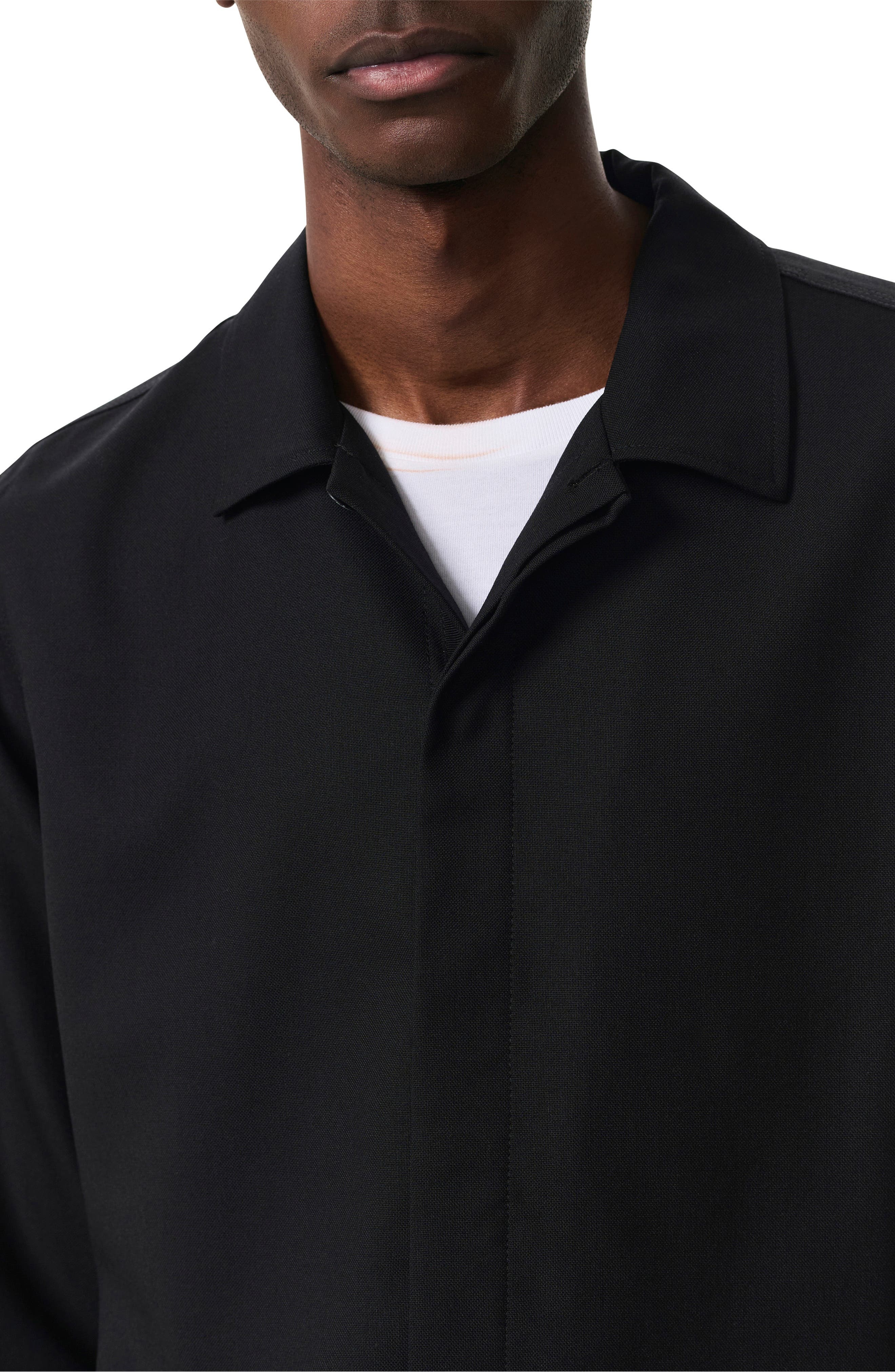 rag & bone Hyde Wool Blend Piqué Button-Up Shirt Jacket in Black at Nordstrom - 3