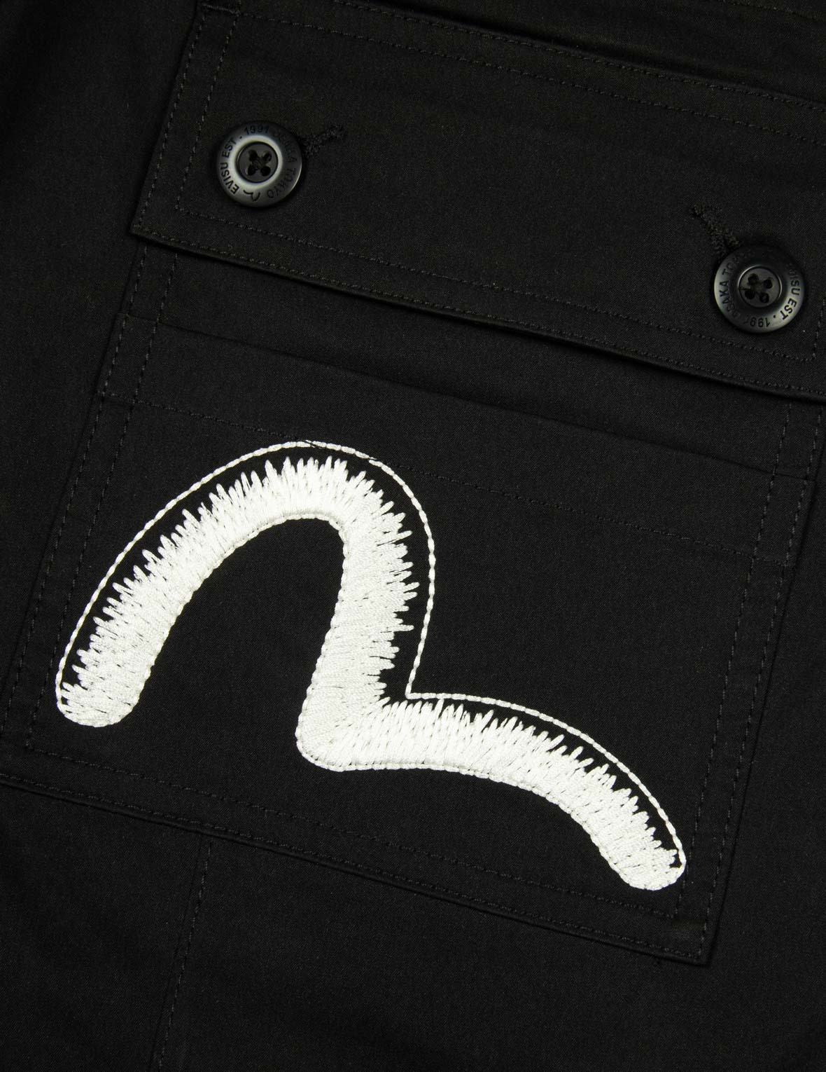 KAMON AND SEAGULL EMBROIDERY LOOSE FIT CARGO PANTS - 13