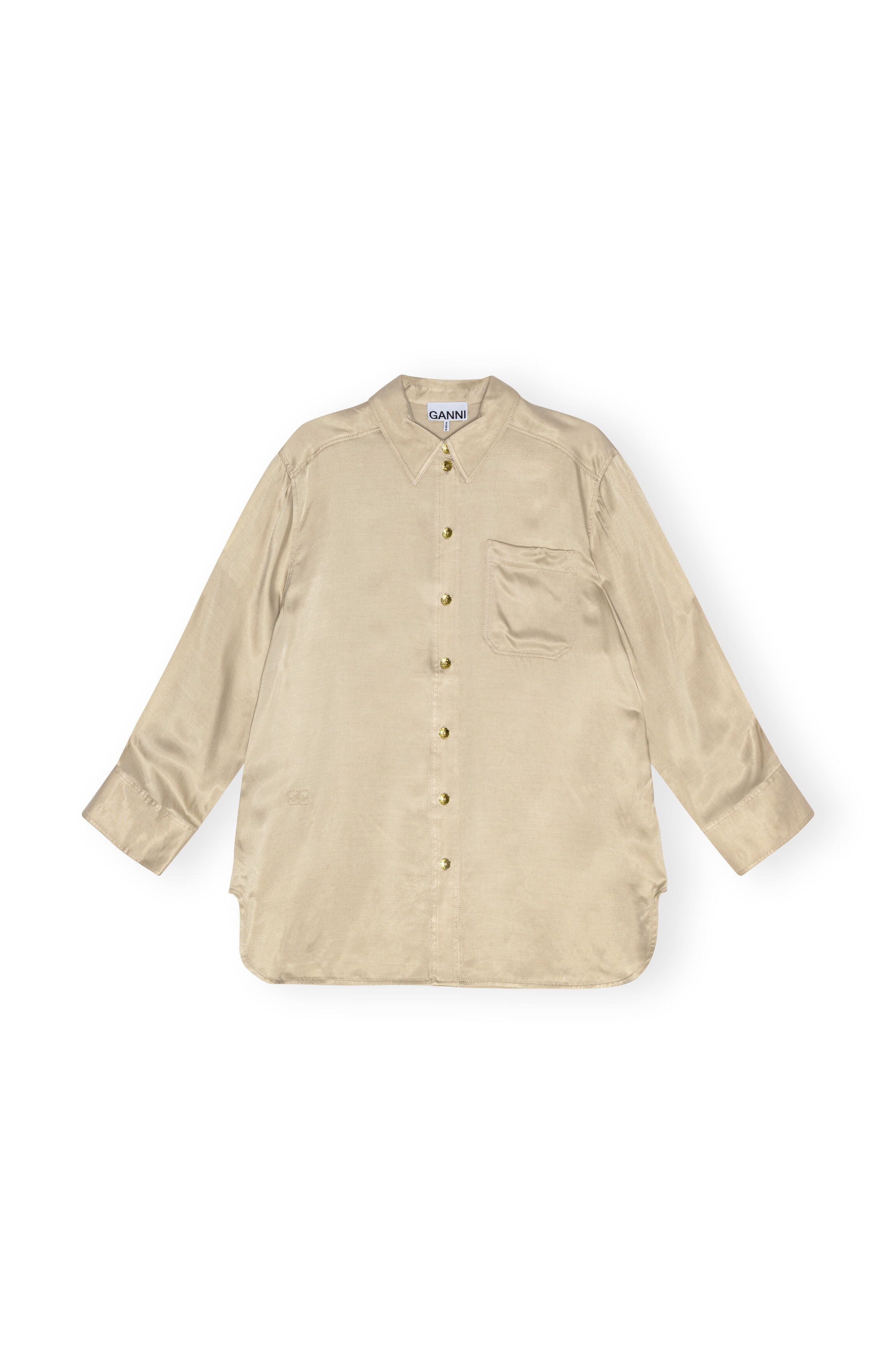 BEIGE WASHED SATIN SHIRT - 10