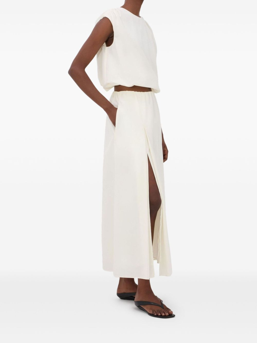 front-slit pocketed midi straight skirt - 3