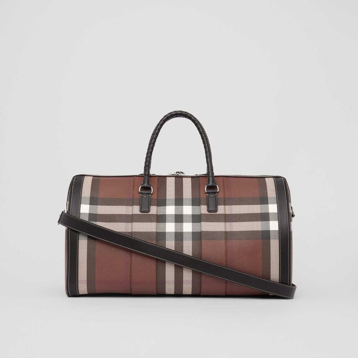 Logo Detail Check and Leather Holdall - 8