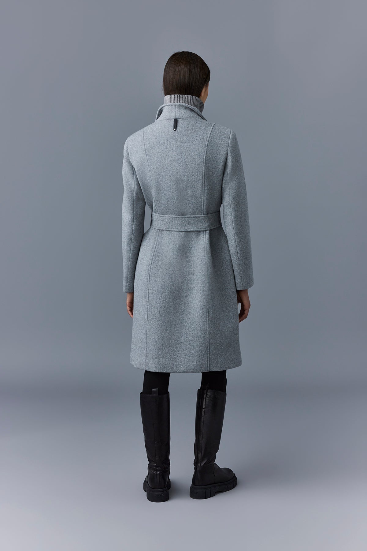 NORITA 2-in-1 double face wool coat with sash - 4