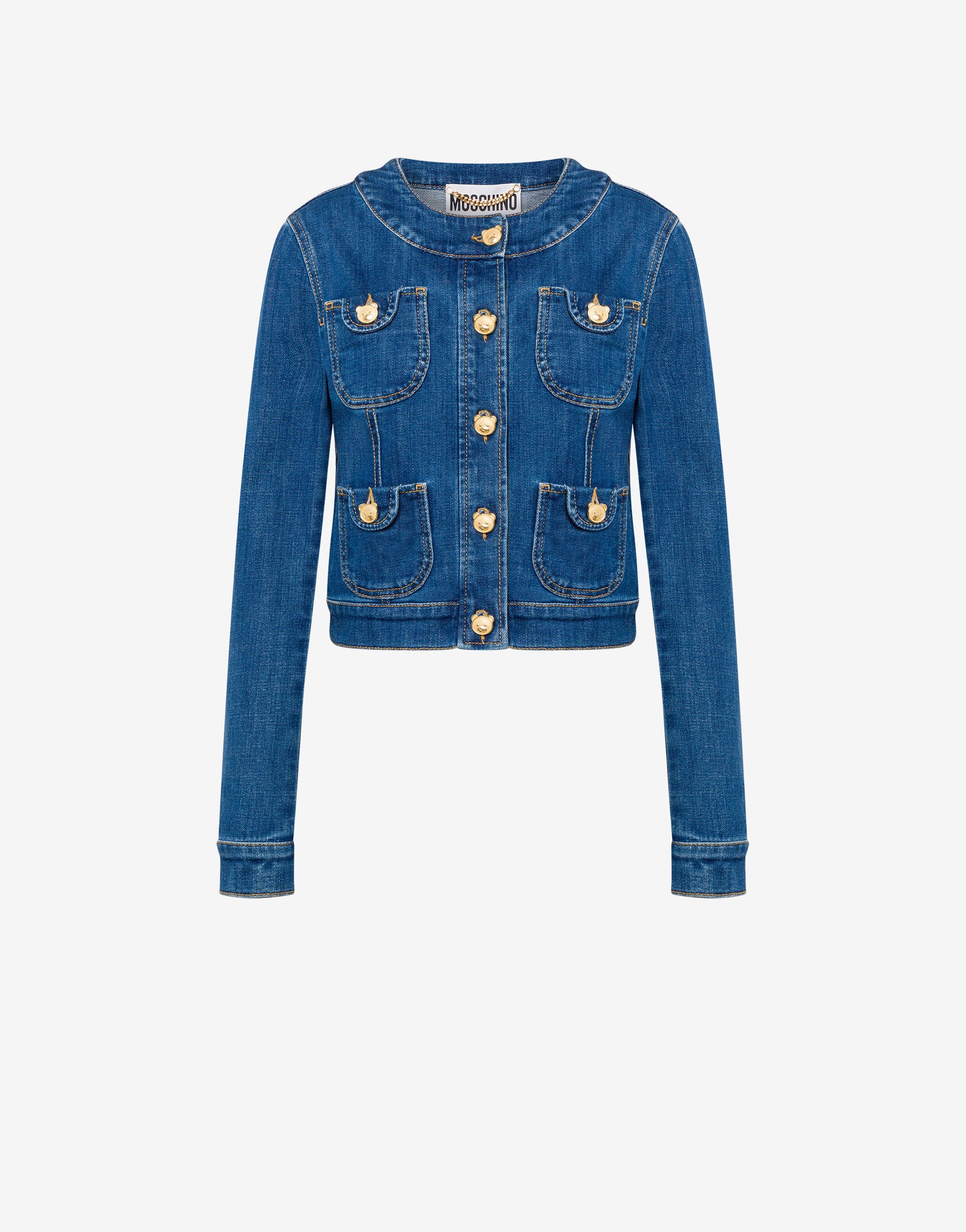 TEDDY BUTTONS STRETCH DENIM JACKET - 1