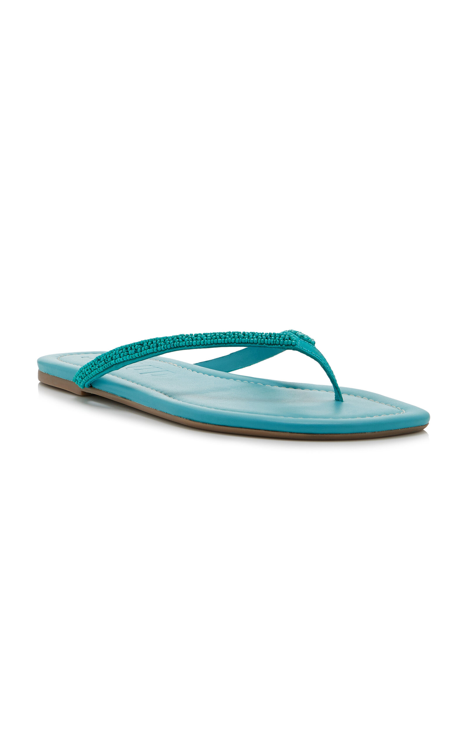 Freja Beaded Leather Thong Sandals turquoise - 4