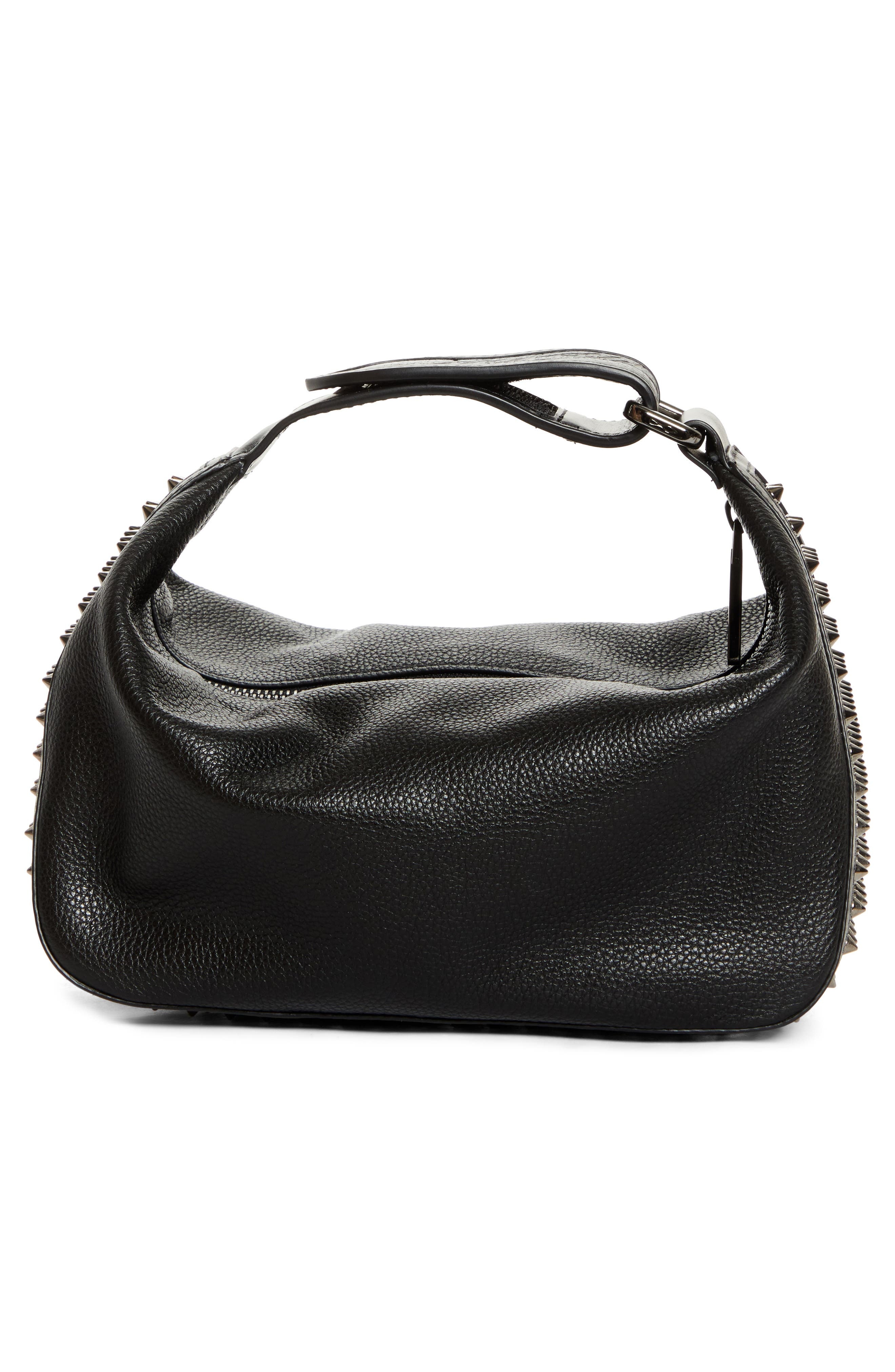 Christian Louboutin Funky Empire Spike Dopp Leather Top Handle Pouch in Black/Gun Metal at Nordstrom - 3