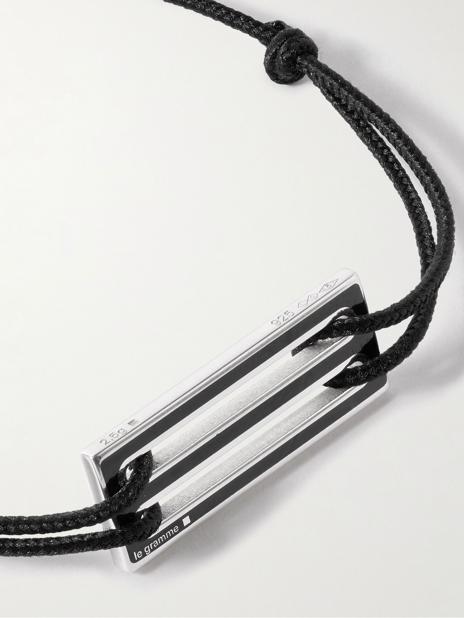Le 2.5g Sterling Silver, Enamel and Cord Bracelet Black - 4