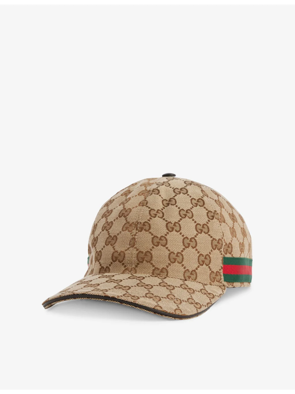 Monogram-pattern striped-trim woven cap - 1