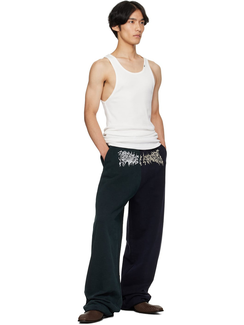 VETEMENTS Green & Navy Cradle of Filth Cut-Up Baggy Sweatpants outlook