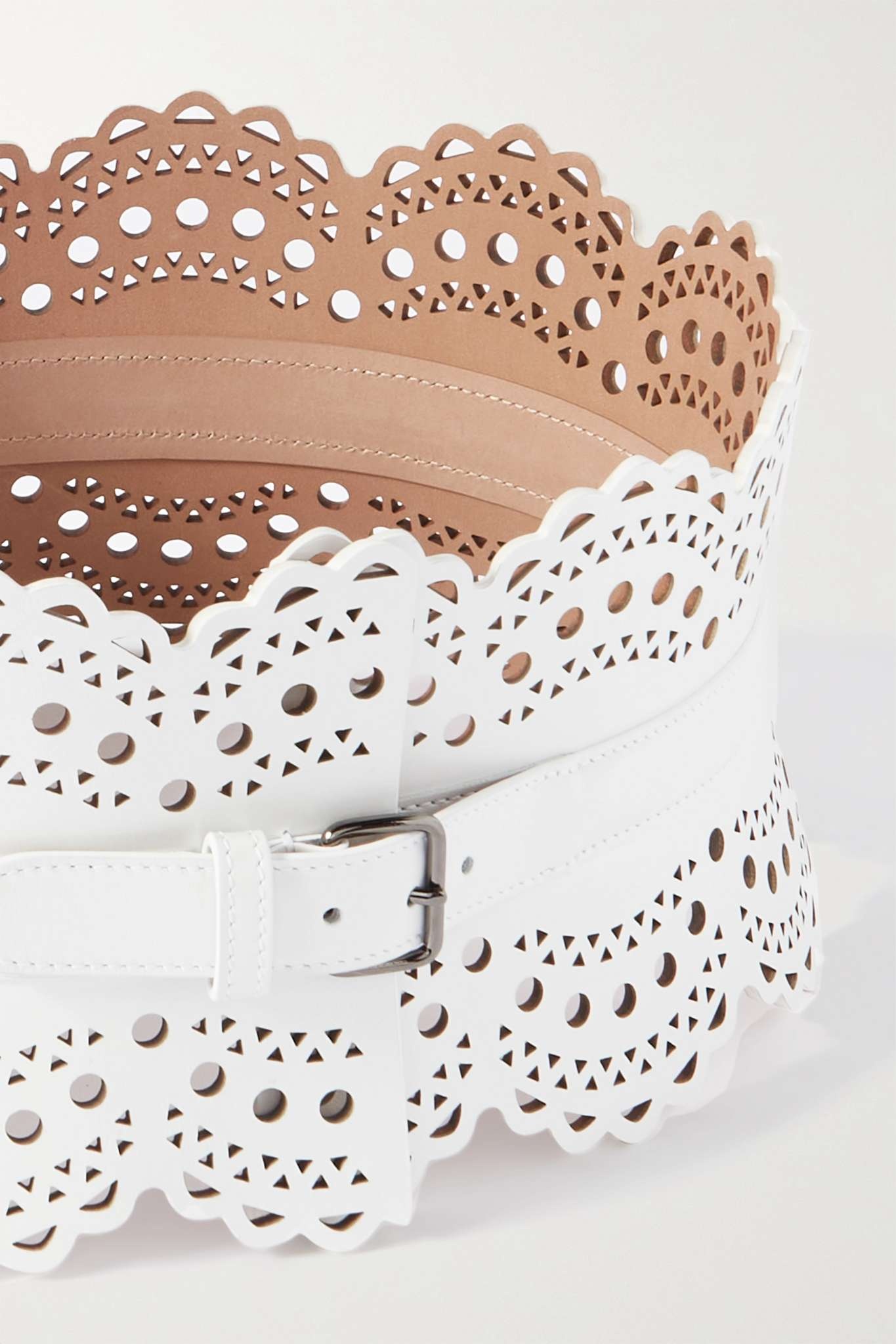 Laser-cut leather waist belt - 3